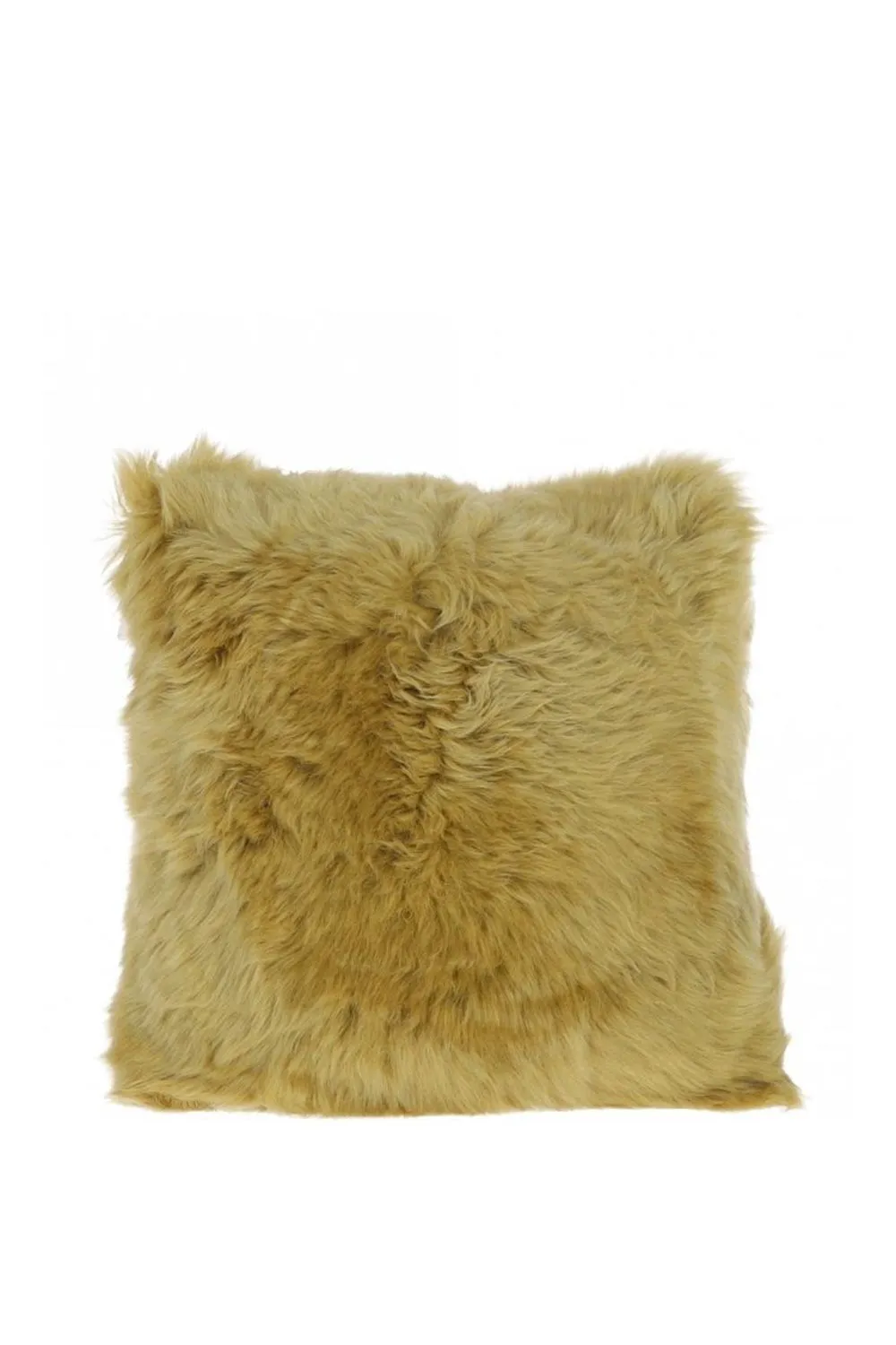 Fenland England Real Sheepskin Fluffy Cushion in Lemon