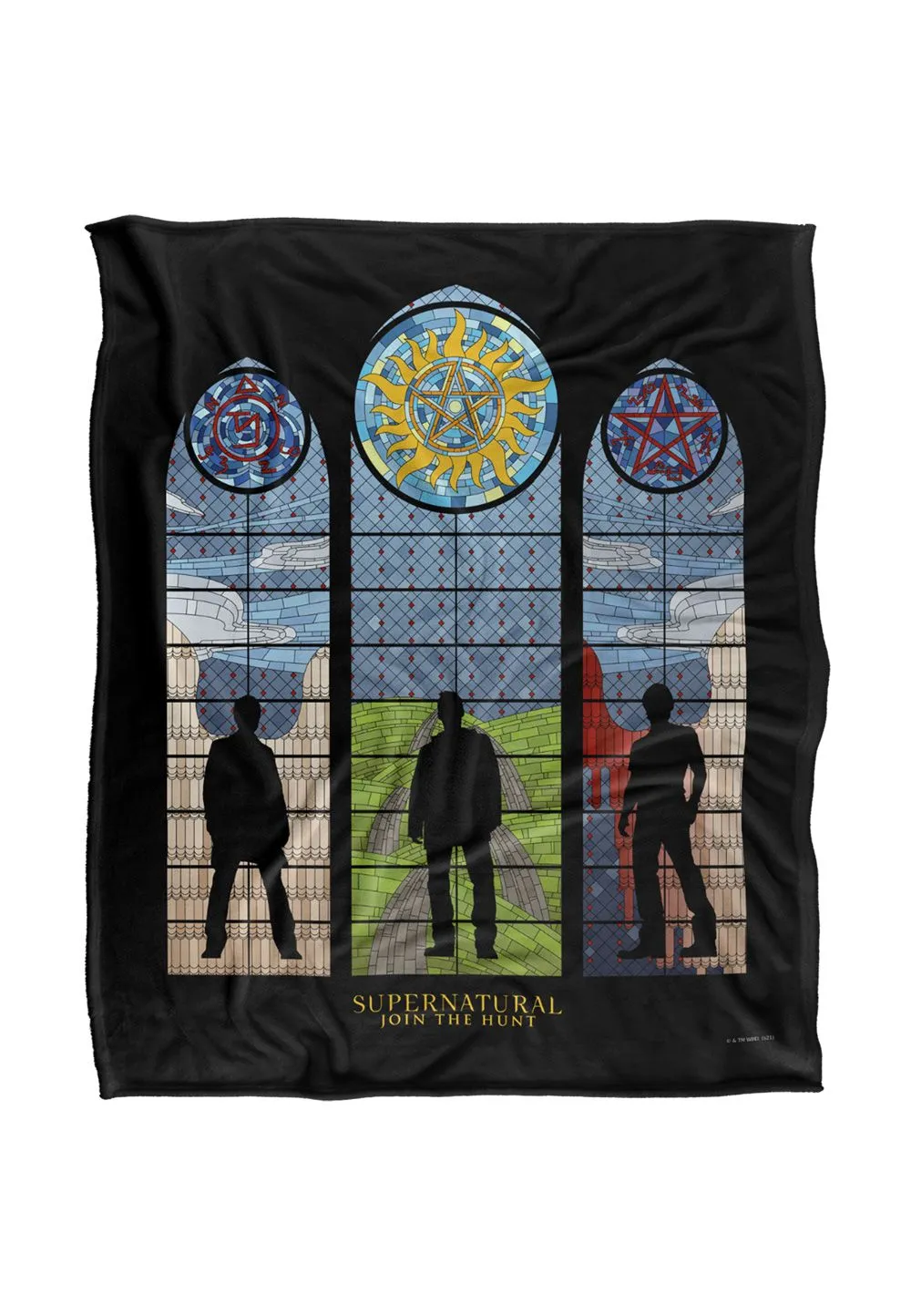 Warner Brothers Supernatural Stained Glass Silky Touch Super Soft Throw Blanket in White
