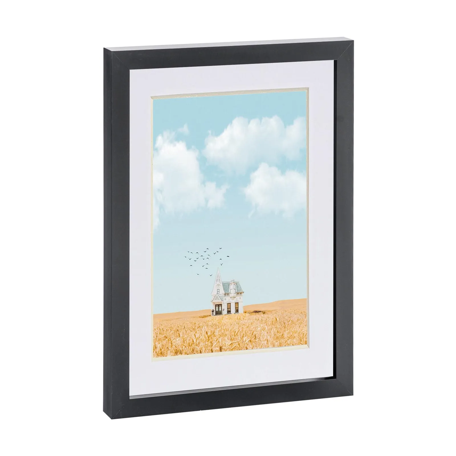 Nicola Spring Photo Frame with A5 Mount - A4 (8" x 12") - White Mount in Black