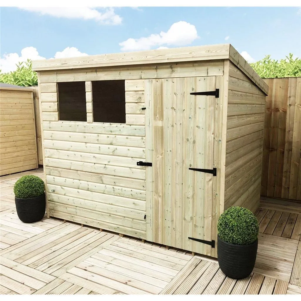 Marlborough 9 x 6 Pressure Treated Pent Garden Shed with Single Door in Natural