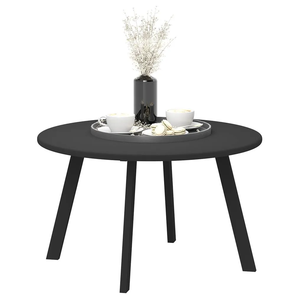 OUTSUNNY 70cm Round Coffee Table with Non-Slip Foot Pads, Charcoal Grey in Dark Grey 2