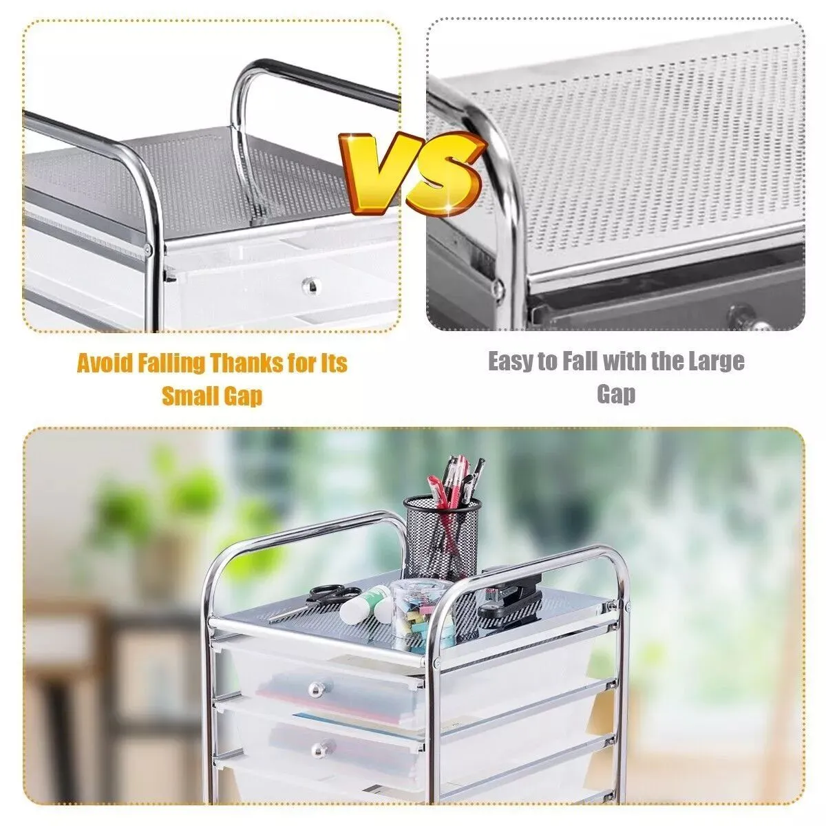 Costway 10 Drawers Storage Trolley Mobile Rolling Utility Cart Home Office Organizer in Clear 4