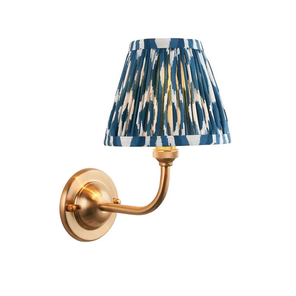 Netlighting Dome Arc Wall Light Blue Fabric Ikat Shade 16cm B22