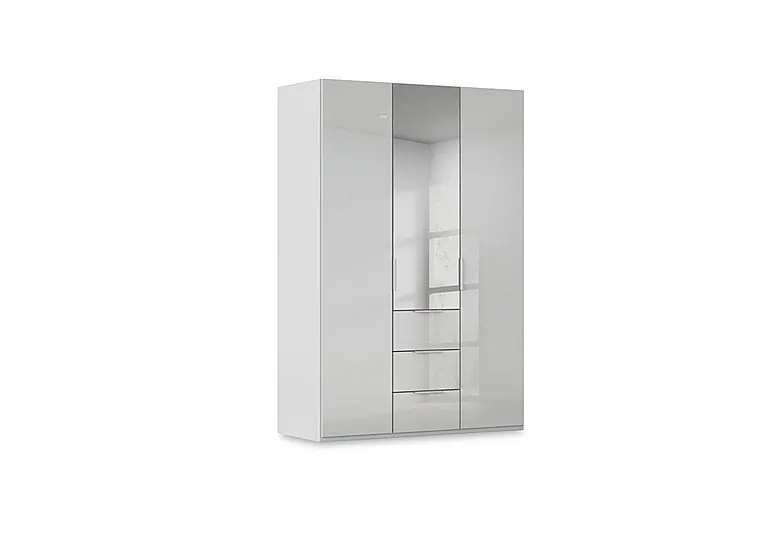 Haven 151cm 3 Door Combi Wardrobe with 2 Glass Doors and 1 Mirror Door - Silk Grey/Silk Grey Front