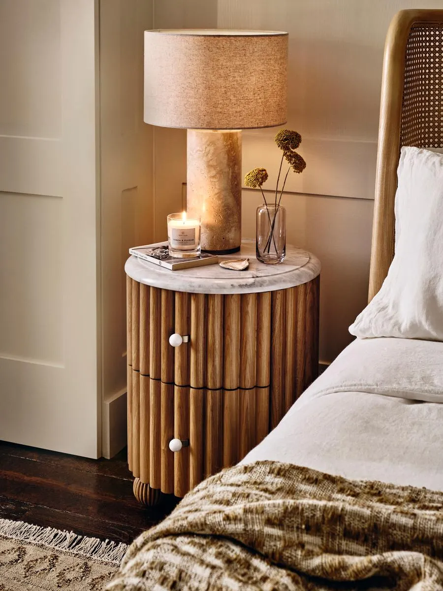 Carlisle Bedside Table, Carrara Marble