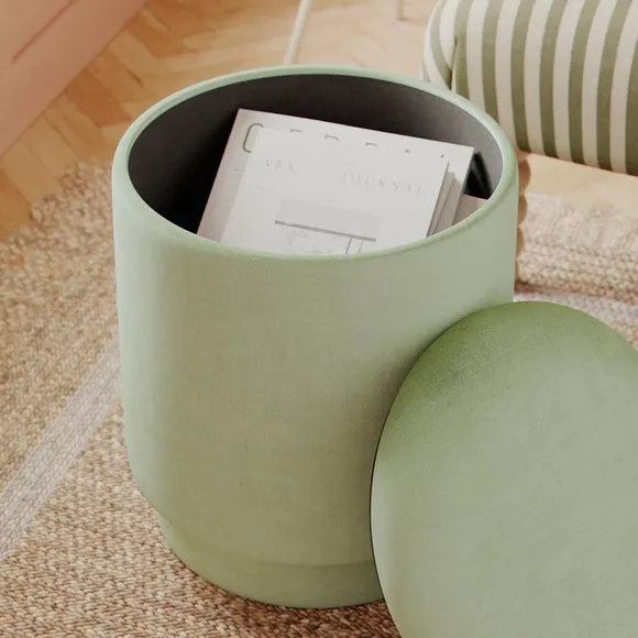 Dara Velvet Swivel Storage Footstool 3