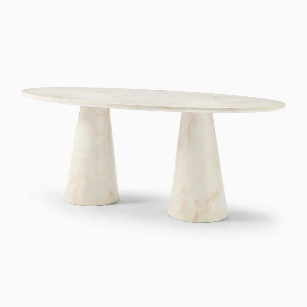 FurnitureboxUK Palma Oval Marble Effect 6-8 Seater Dining Table in Cream 4