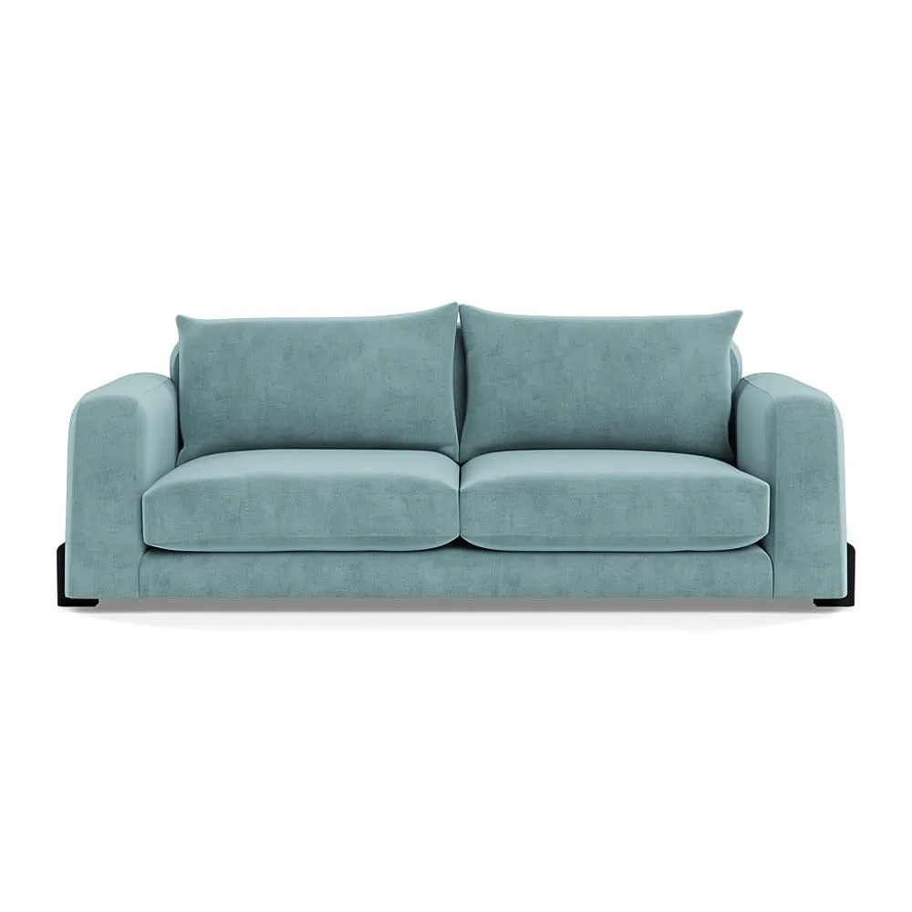 Heal's Nuvola 4 Seater Sofa Smart Luxe Velvet Mineral Blue Black Feet 1