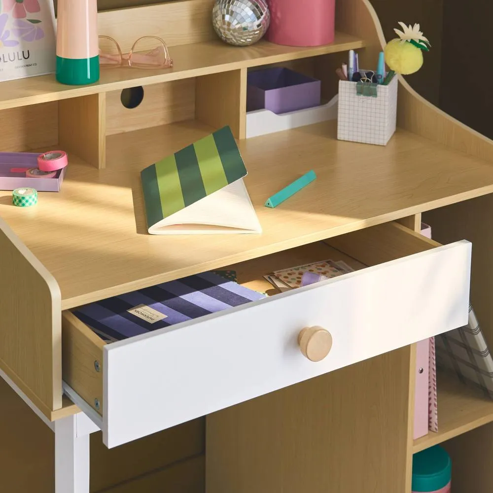 sweeek Children's desk with drawer & shelves in White 4