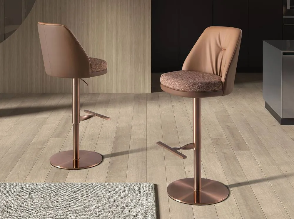 Angel Cerda Fabric Swivel Bar Stool with Leatherette Backrest in Brown 5