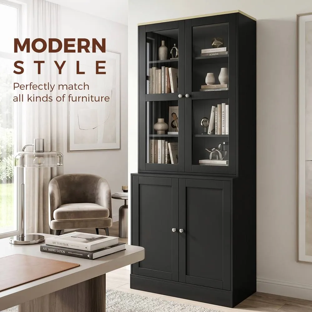 HOMCOM Modern Bookcase, Display Cabinet with Adjustable Shelves, Black 4