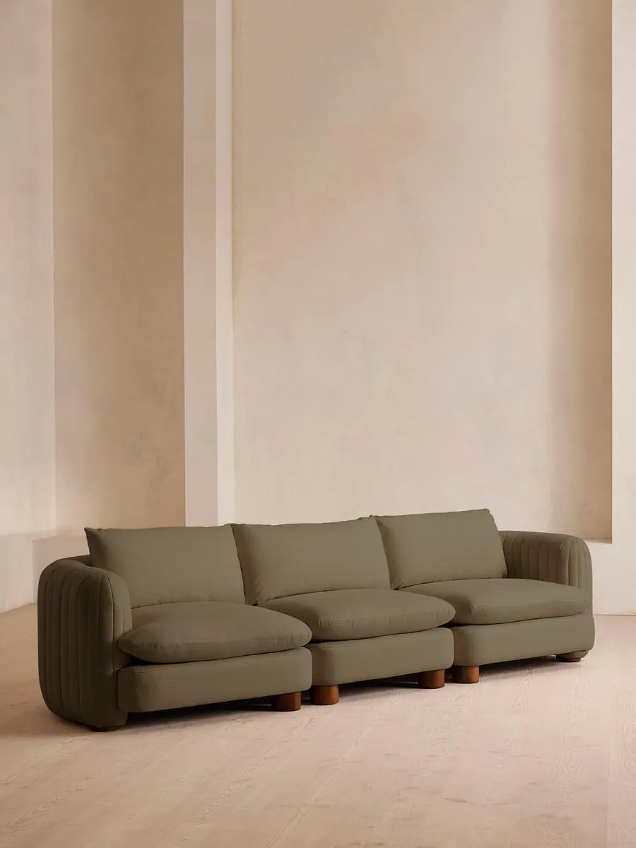 Vivienne Deeper Sit Modular Sofa, Four Seater, Linen, Sage