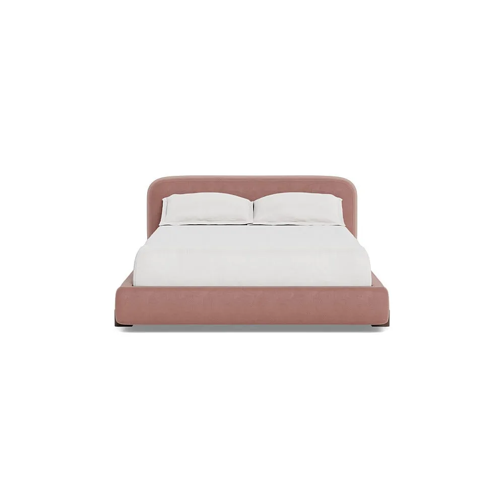Heal's Nuvola King Bed Smart Luxe Velvet Dusky Pink Stained Oak Feet 2