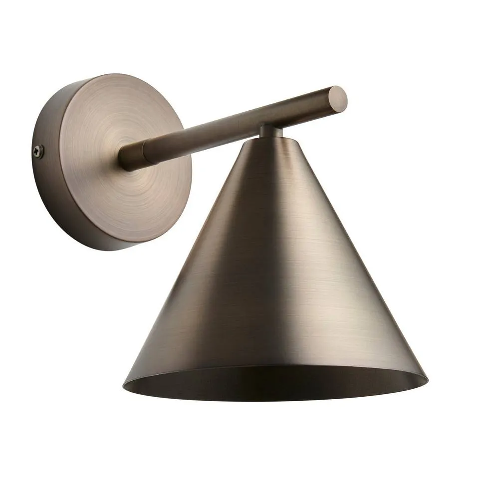 Endon Collection Cape Dome Wall Lamp Brushed Antique Bronze Plate 1X E14, Brown 6