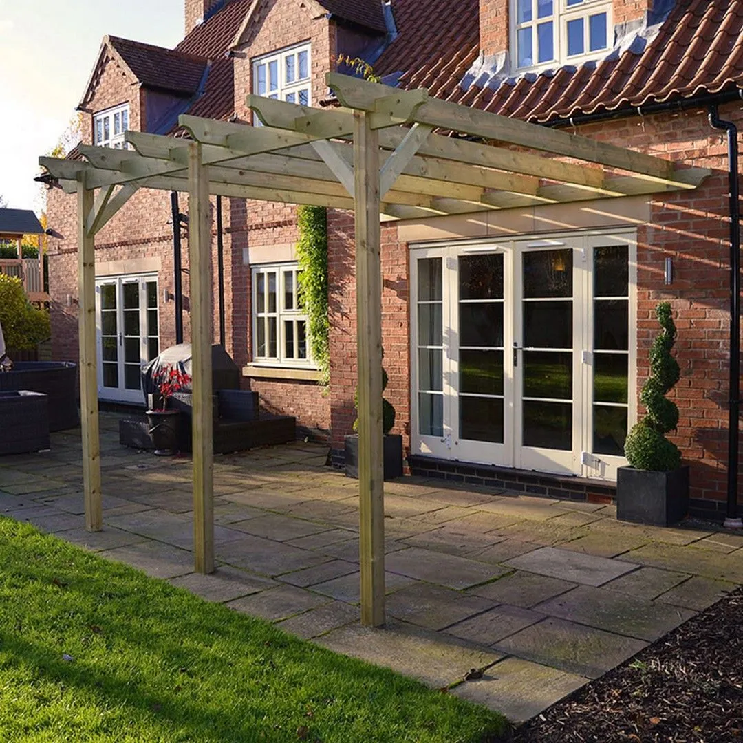Rutland County Garden Furniture Ltd Wall Mounted Garden Pergola 3 Post, L480 x W480 x H270 cm, Light Green 2