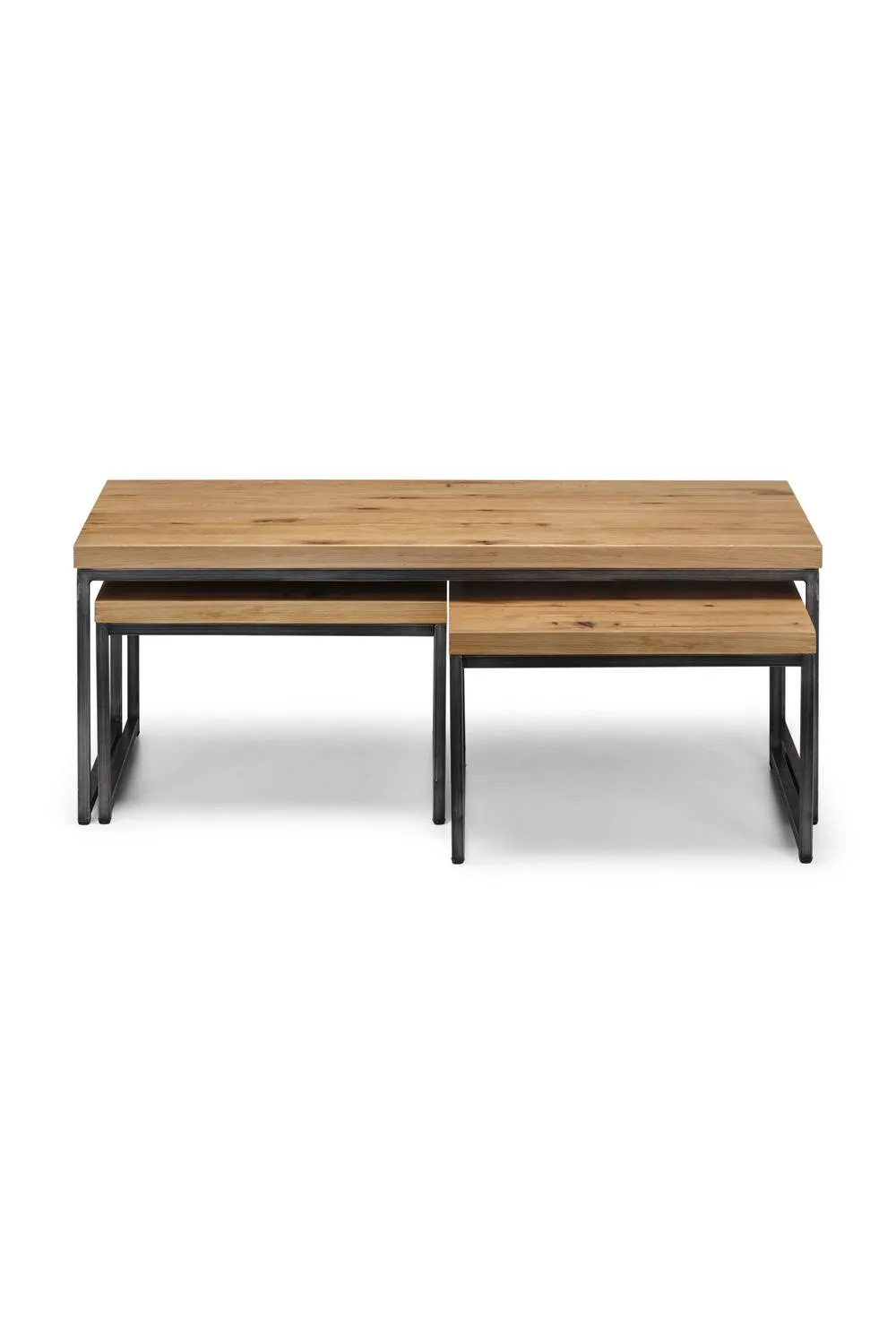 Julian Bowen Brooklyn Rectangular Coffee Table with 2 Nesting Tables in Light Oak 4