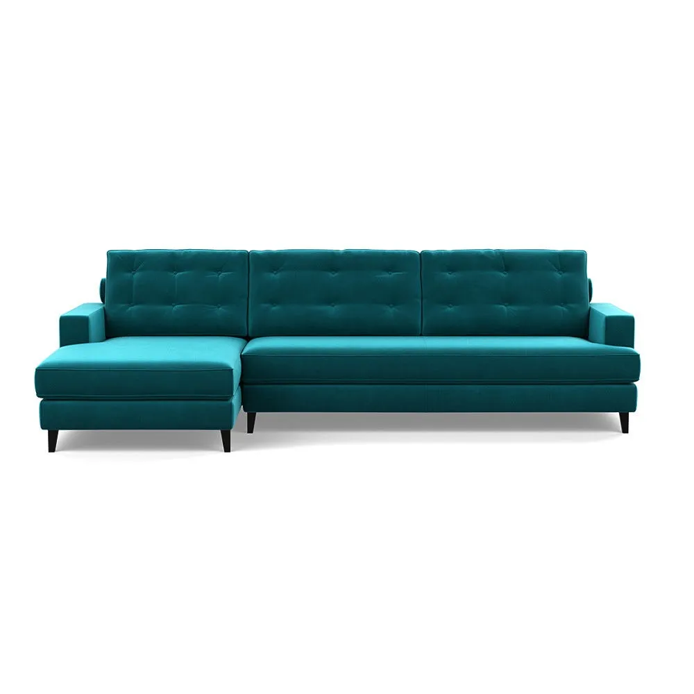 Heal's Mistral Left Hand Facing Corner Sofa Smart Velvet Petrol Black Feet