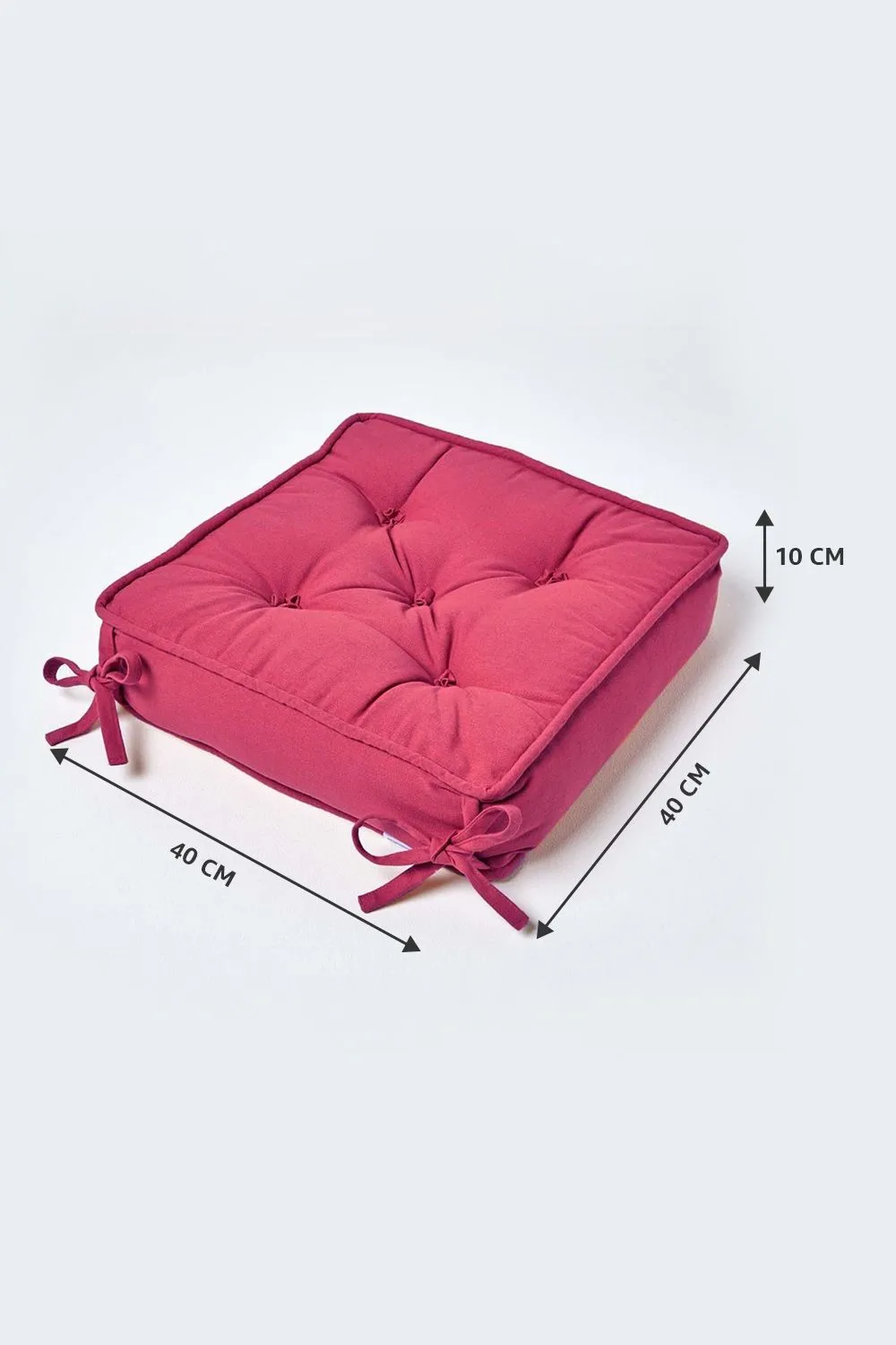 Homescapes Cotton Dining Chair Booster Cushion in Red 2