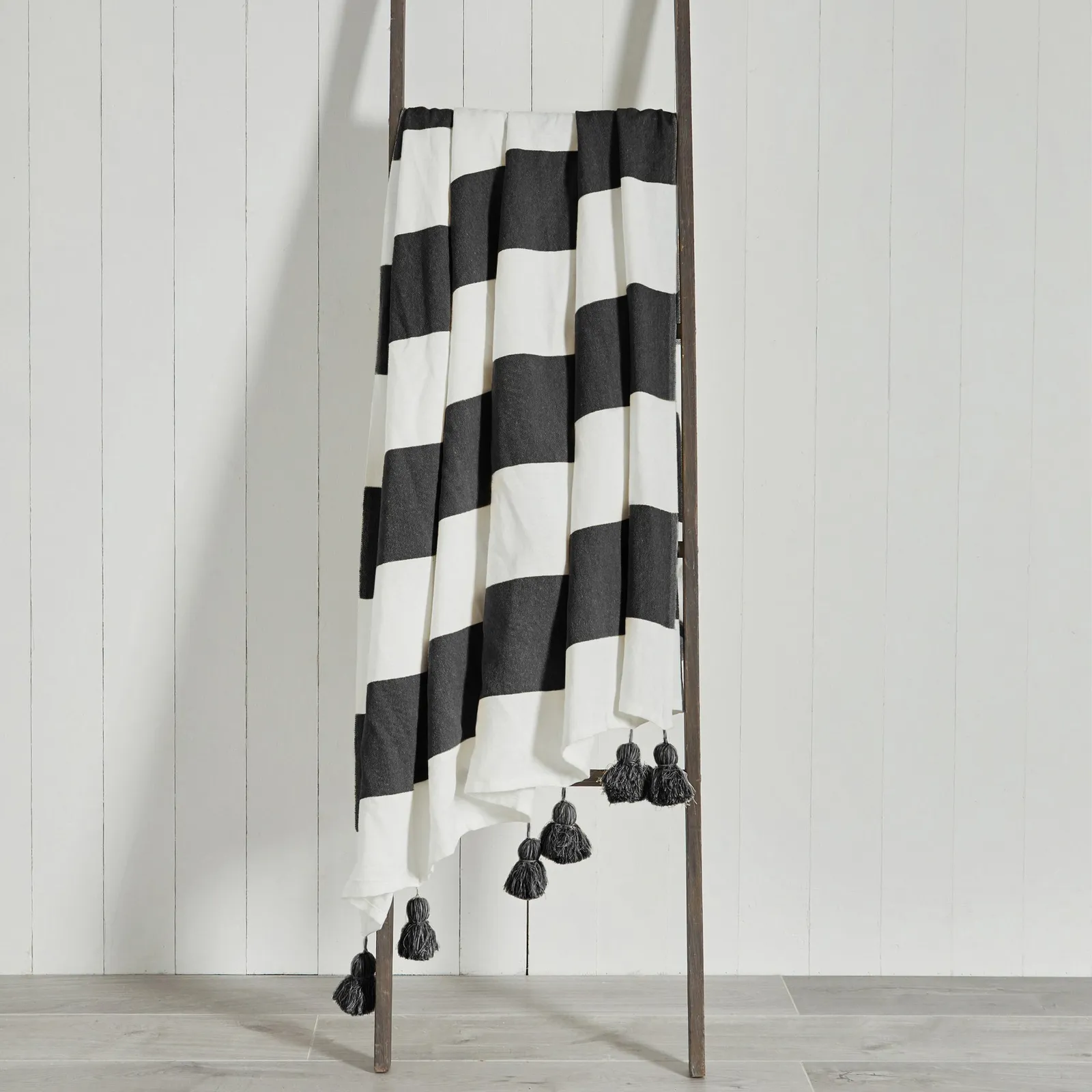 Lucas Stripe 150cm x 200cm Throw Grey and White