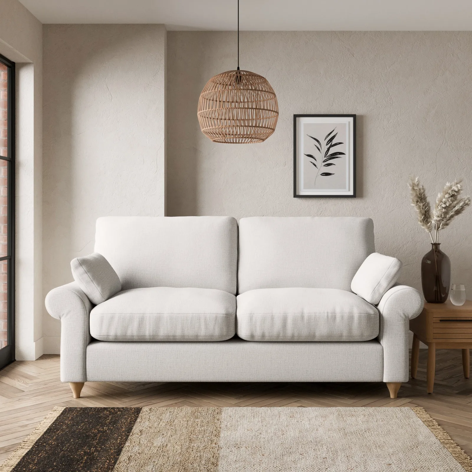 Salisbury Textured Weave 2 Seater Sofa Bed Cream