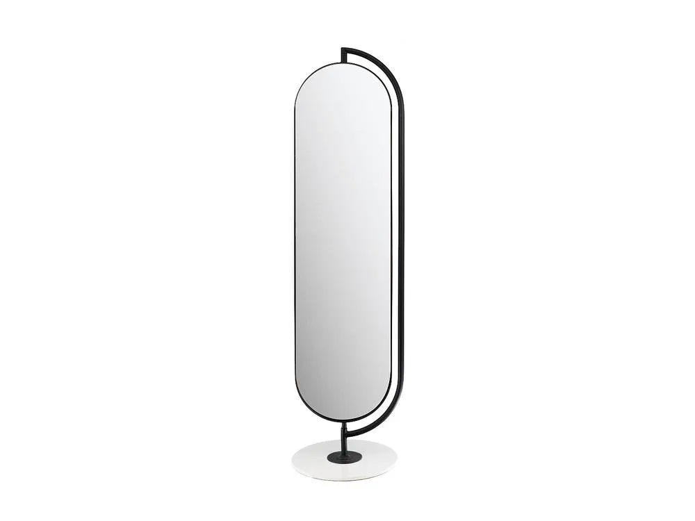 Vente-unique Freestanding Metal Mirror With Storage & Hooks - L44 X H169 Cm in Black 2