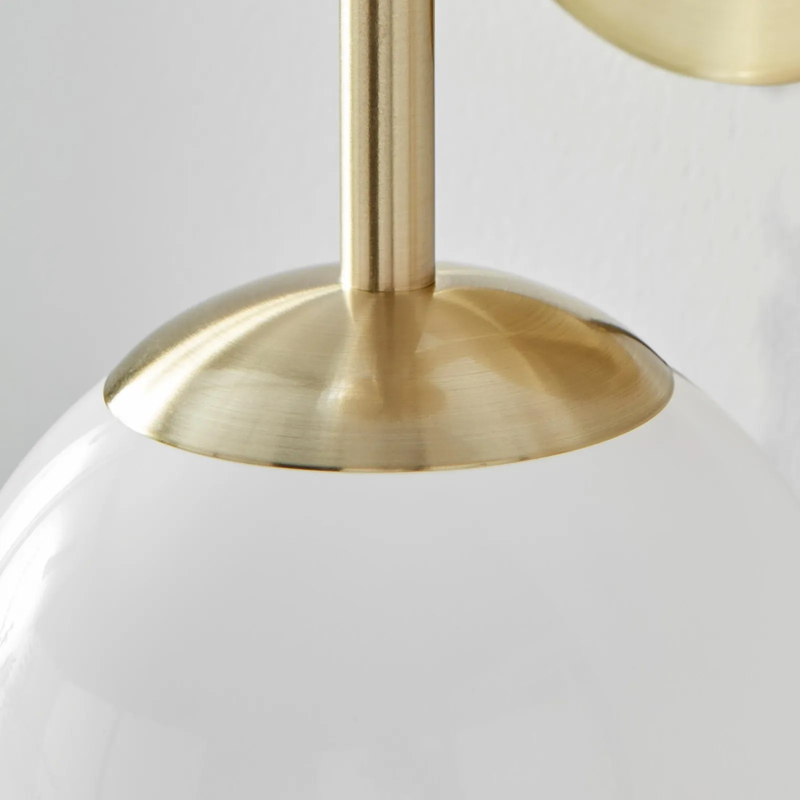 FurnitureboxUK Martha Brushed Brass Art Deco Wall Light With Opal Glass Globe Shades in Gold 5