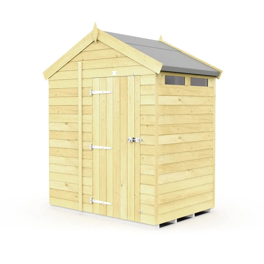 Buttercup Farm 6 x 4 Feet Apex Security Shed - Single Door - L127 x W175 x H217 cm in Brown
