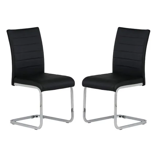 Pindall Dining Chair In Black With Chrome Frame In A Pair