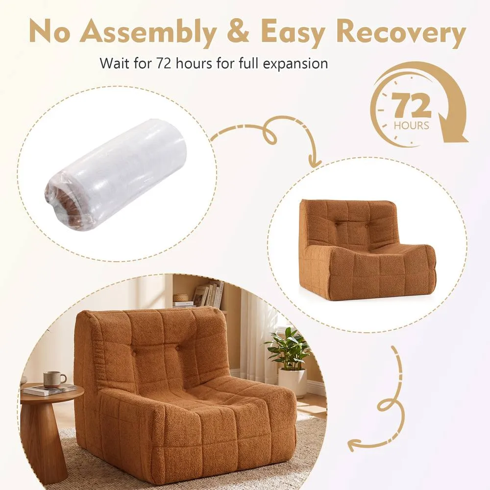 Costway Bean Bag Chair Comfy Lounge Chair Armless Upholstered Lazy Floor Sofa in Brown 5