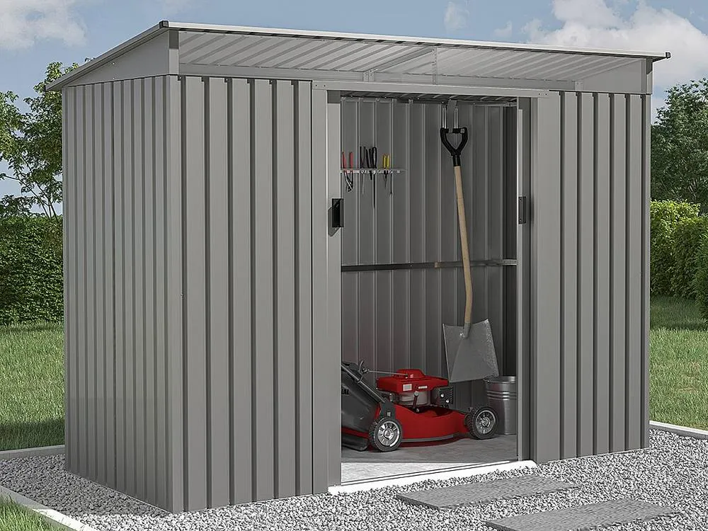 Vente-unique Galvanised Steel Garden Shed - Grey - 3.23 M² - FOLCO 4