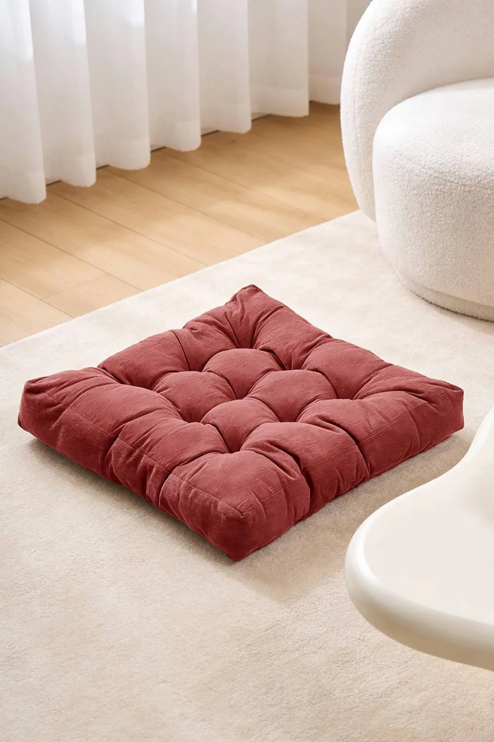 Living and Home Comfort Padded Corduroy Chair Cushion in Red