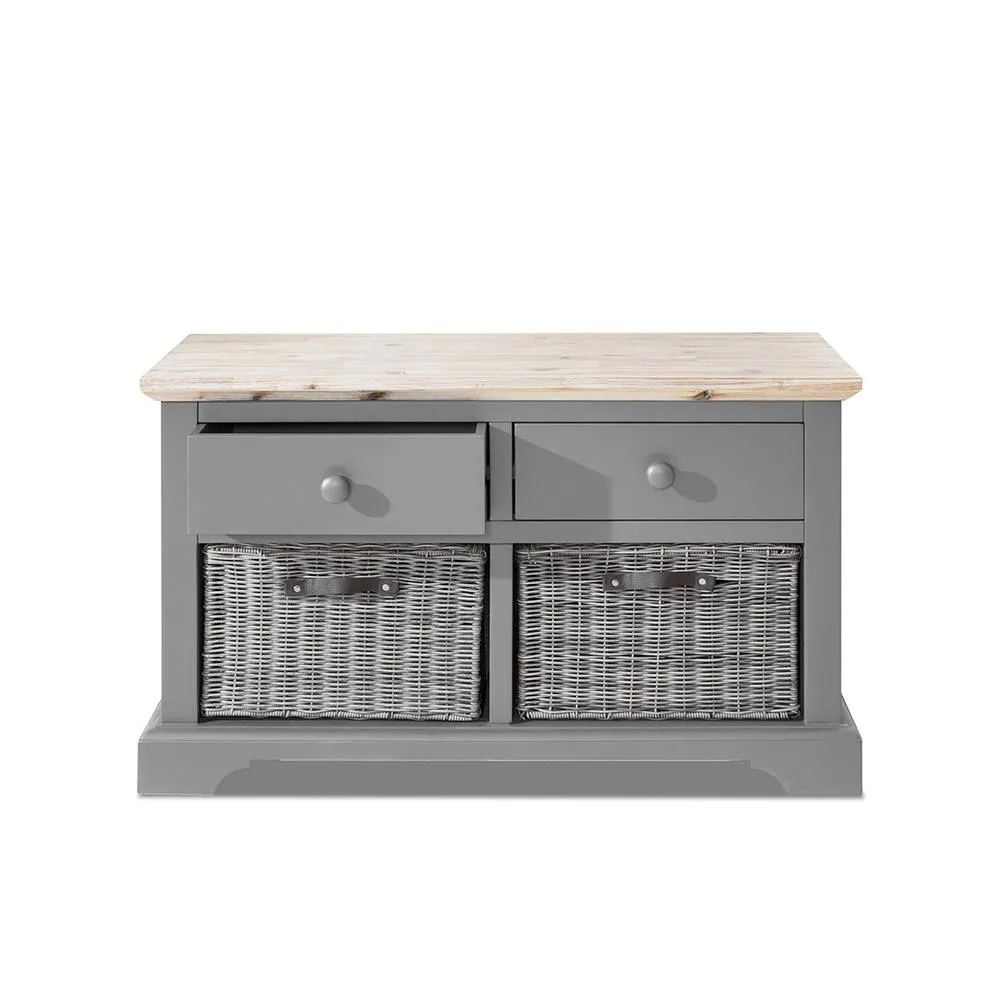 Statement Furniture Florence Storage Bench with 2 Drawers & 2 Baskets in Light Grey 3