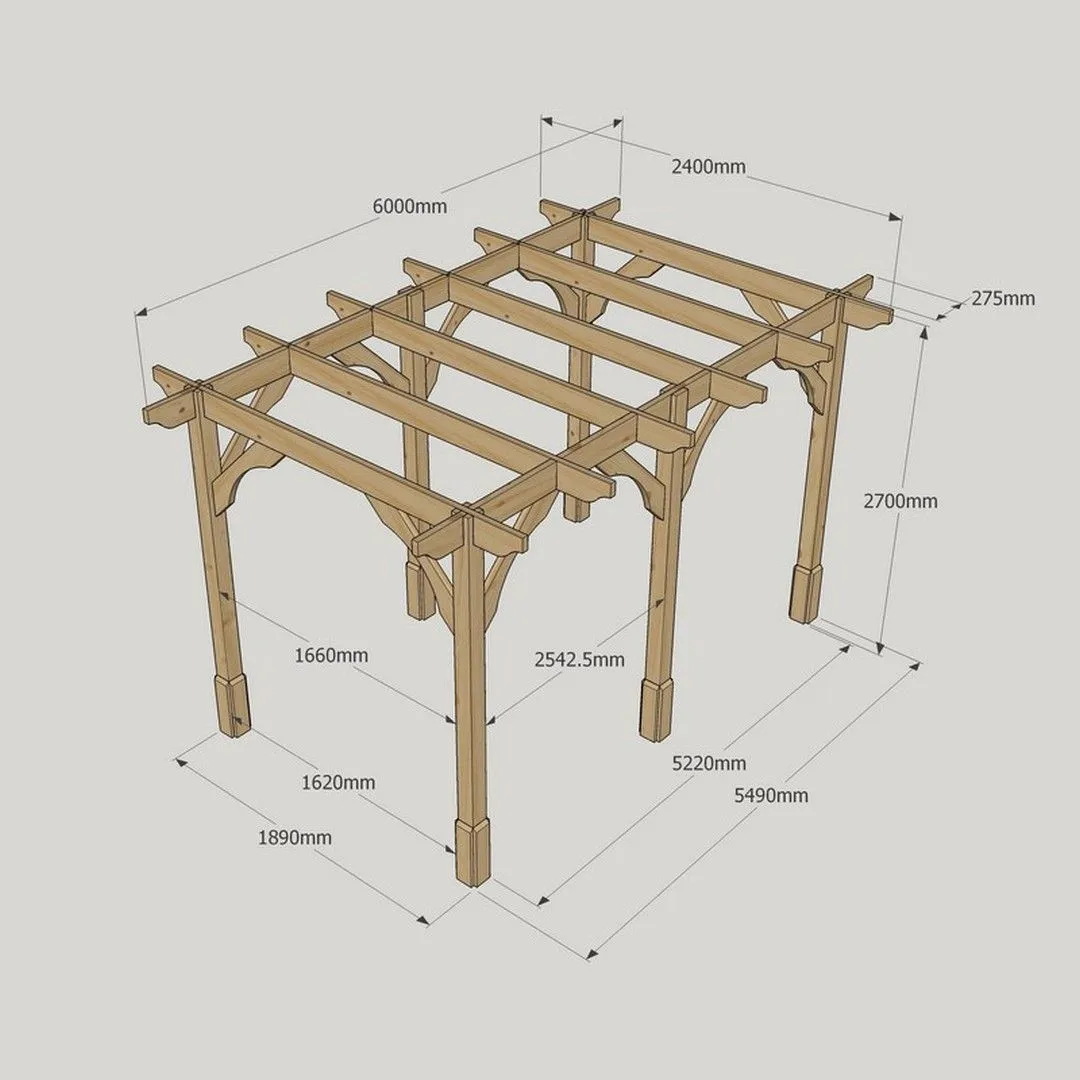 Rutland County Garden Furniture Ltd Premium Pergola 6 Posts - Wood - L240 x W600 x H270 cm - Light Green 6