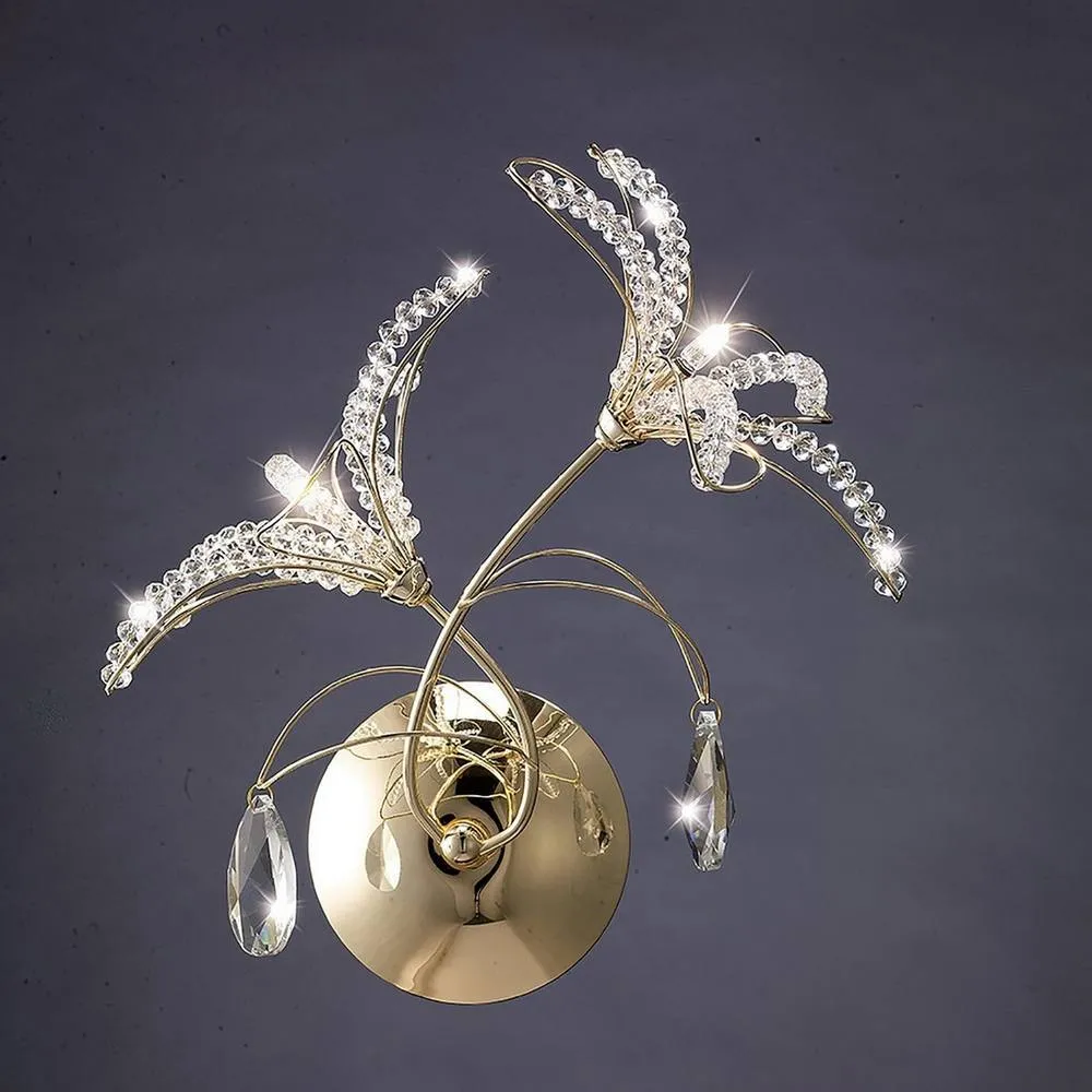 Netlighting Kenzo Wall Lamp French Gold 2 Light G4 Switched Crystal 2