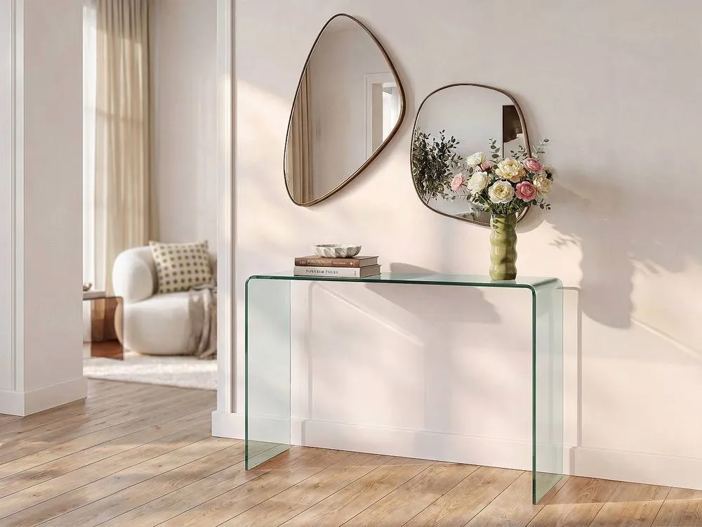 Vente-unique Curved Tempered Glass Console - Clear - ALONZO 3