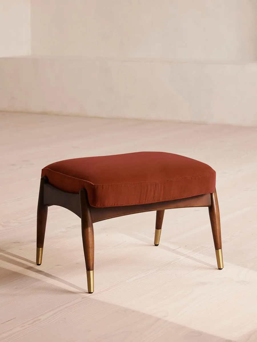 Theodore Footstool, Velvet, Rust