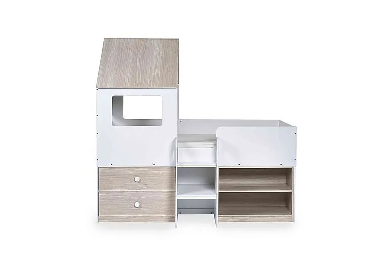 Arlet Mid Sleeper with Storage - Pale Wood & White