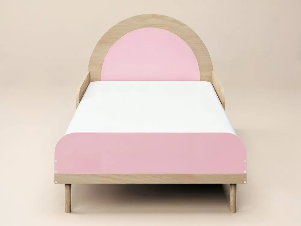 Flair Noah Single Curved Headboard Bed Oak in Pink 5