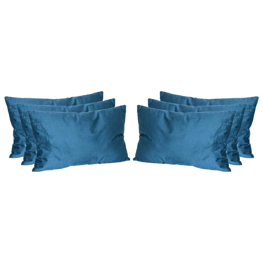 Nicola Spring Rectangle Velvet Cushions - 60cm x 40cm - Pack of 6 in Blue
