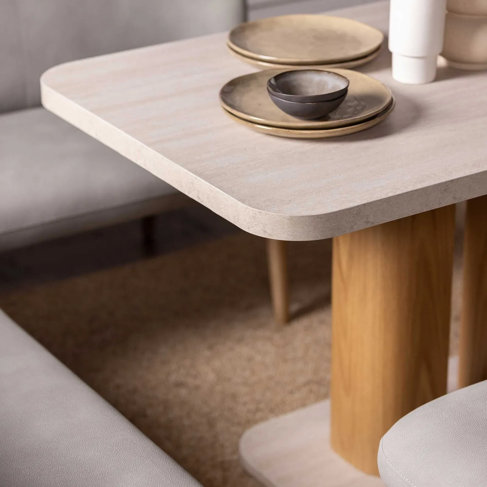 Harbour Dining Corner Set Right, Neutral Stone Effect | Barker & Stonehouse 4