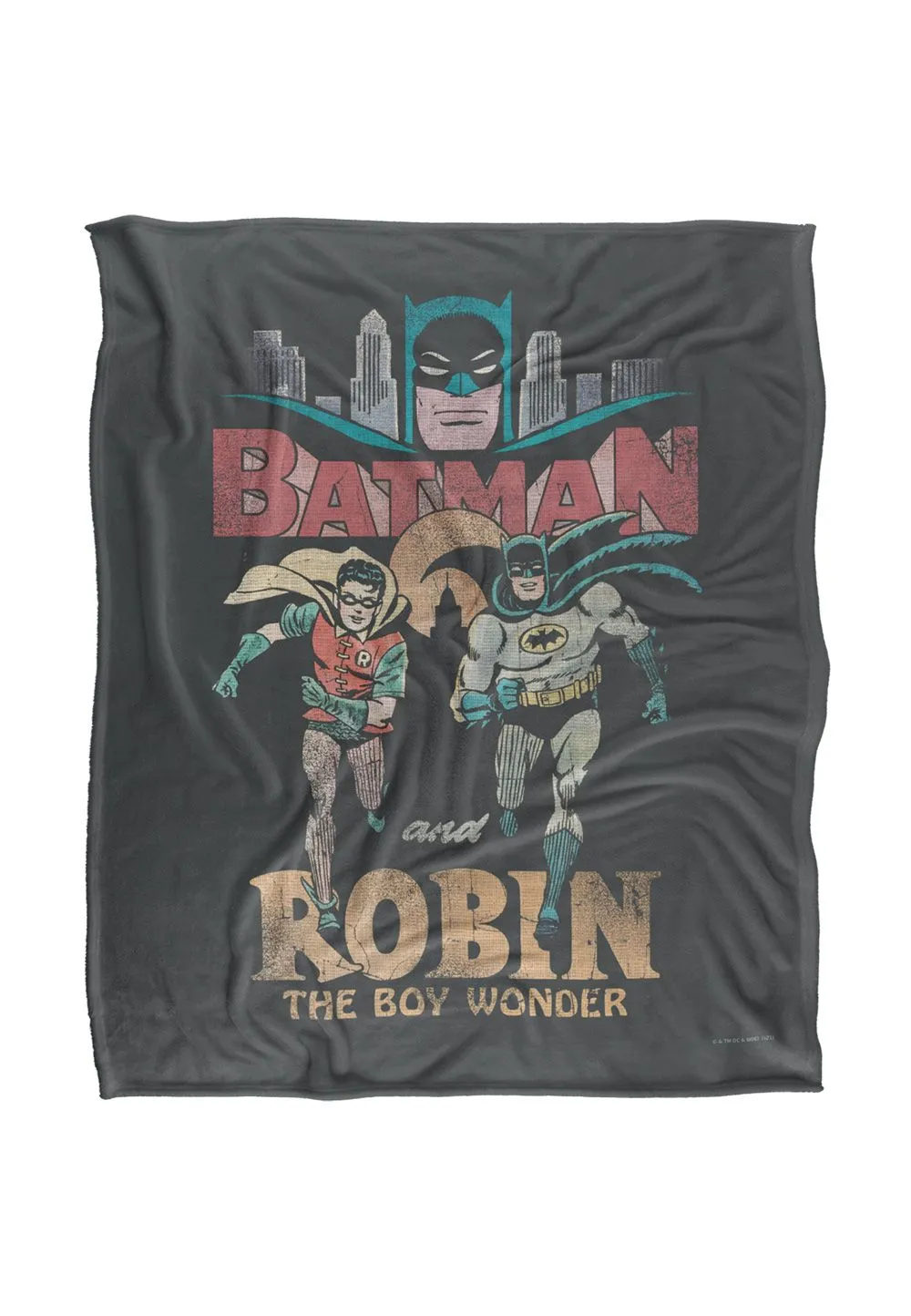 Warner Brothers Batman Classic Tv Batman & Robin Characters Officially Licensed Silky Touch Super Soft Throw Blanket 152 x 127 cm in White