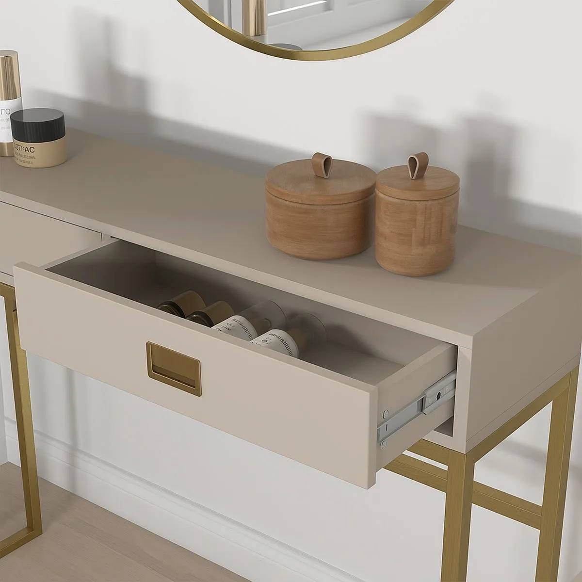 Melody Maison Two Drawer Console / Dressing Table - Elle Stone Range in Beige 6