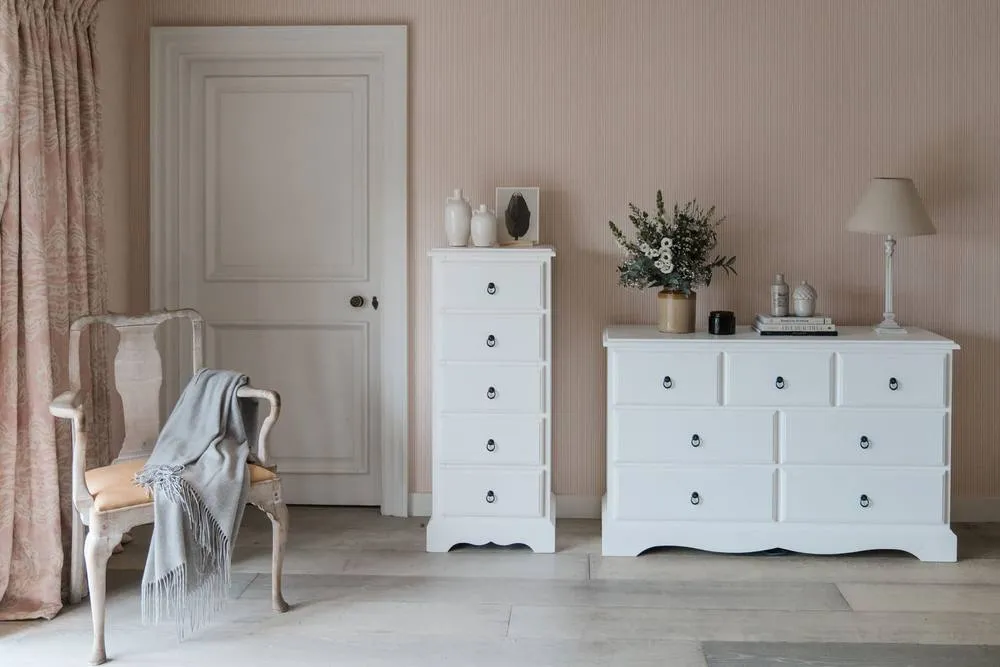 Statement Furniture Romance 5 Drawer Tallboy in Cool White 2