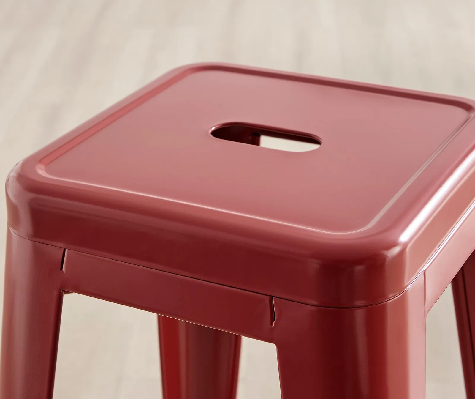 FurnitureboxUK Set of 2 Colton 'Tolix' Style Metal Stackable Retro Industrial Bar Stools in Red 3