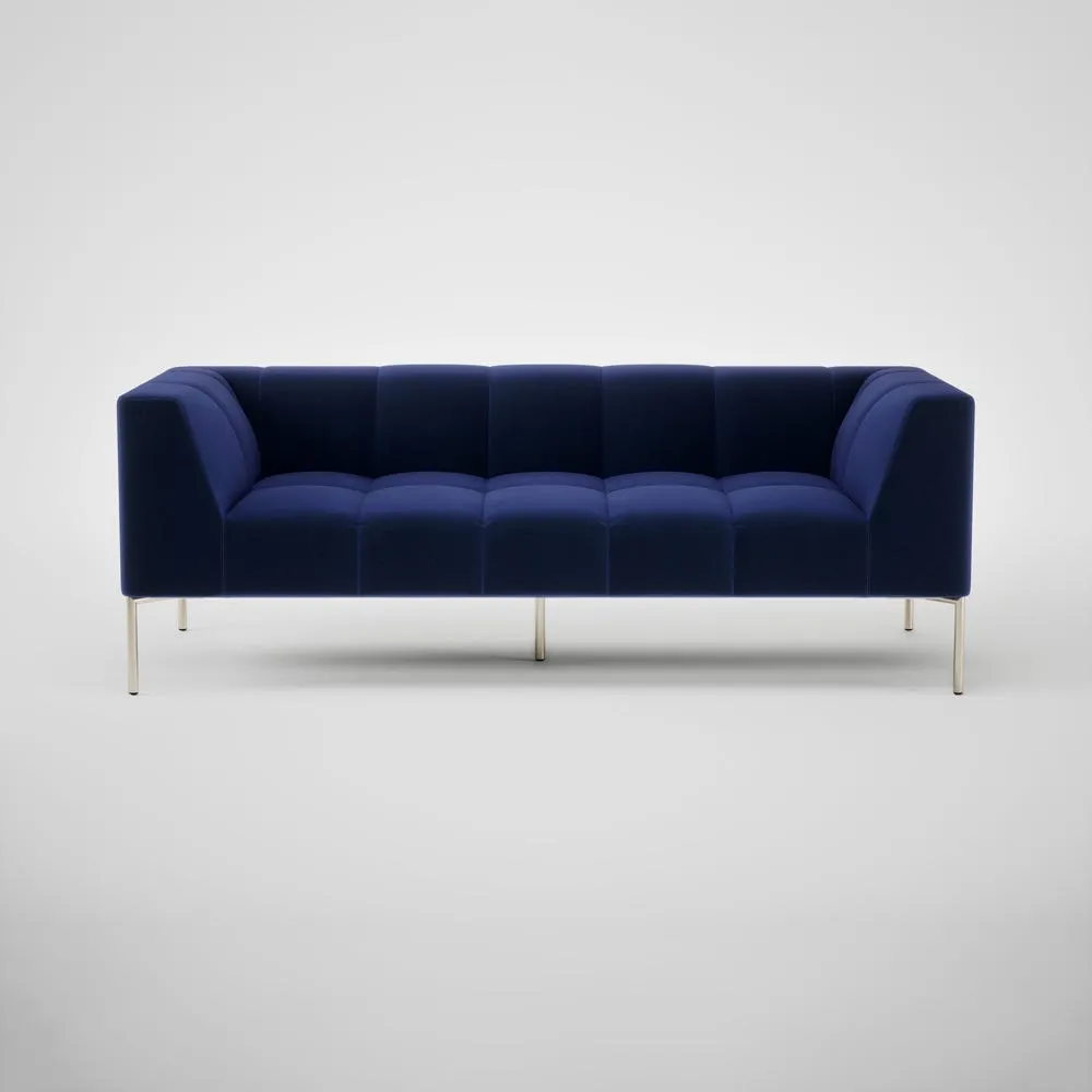 Heal's Quadro 3 Seater Sofa Nobilis Velvet Neptune Stainless Steel Feet