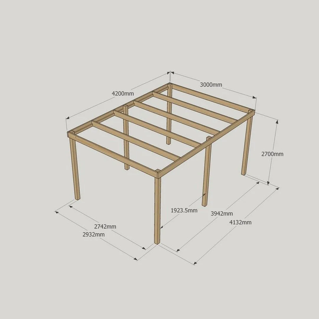 Rutland County Garden Furniture Ltd Garden Pergola 6 Posts - Wood - L300 x W420 x H270 cm - Light Green 5