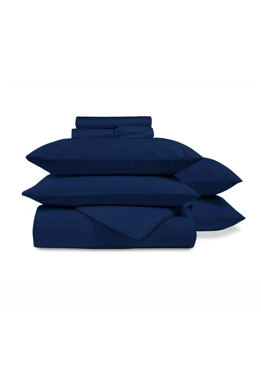 CHRISTY 400TC Luxury Cotton Sateen Plain Dye Bedding Gift Set Bundle in Navy