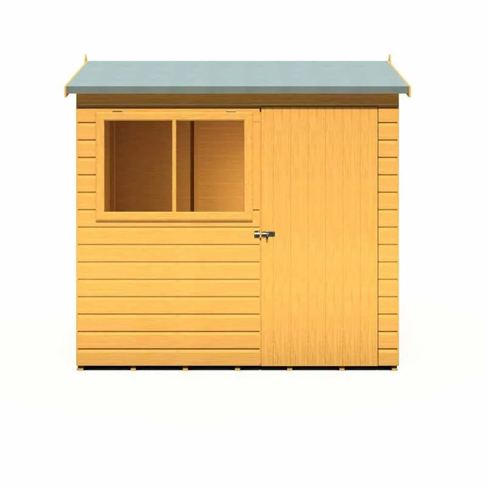 Shires Lewis 7 x 5 Feet Single Door Reverse Apex Style C Shed in Brown 5
