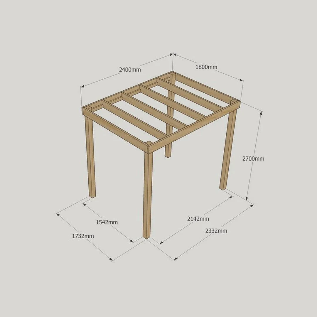Rutland County Garden Furniture Ltd Box Pergola - Wood - L180 x W240 x H270 cm - Light Green in Brown 3