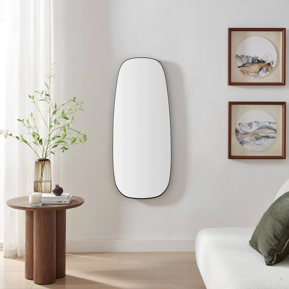 FurnitureboxUK Elodie Black Metal Large 120x50 Pebble Shape Wall Mirror 3